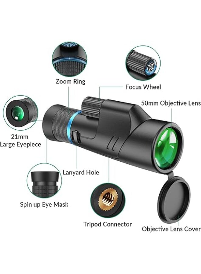 APEXEL 10-20 x 50 Optical Zoom Monocular Telescope, Professional Powerful High Visibility Monocular for Adults with BAK4 Prisms and FMC Lenses, Lightweight Monocular for Birdwatching, Hunting, Camping - Image 5